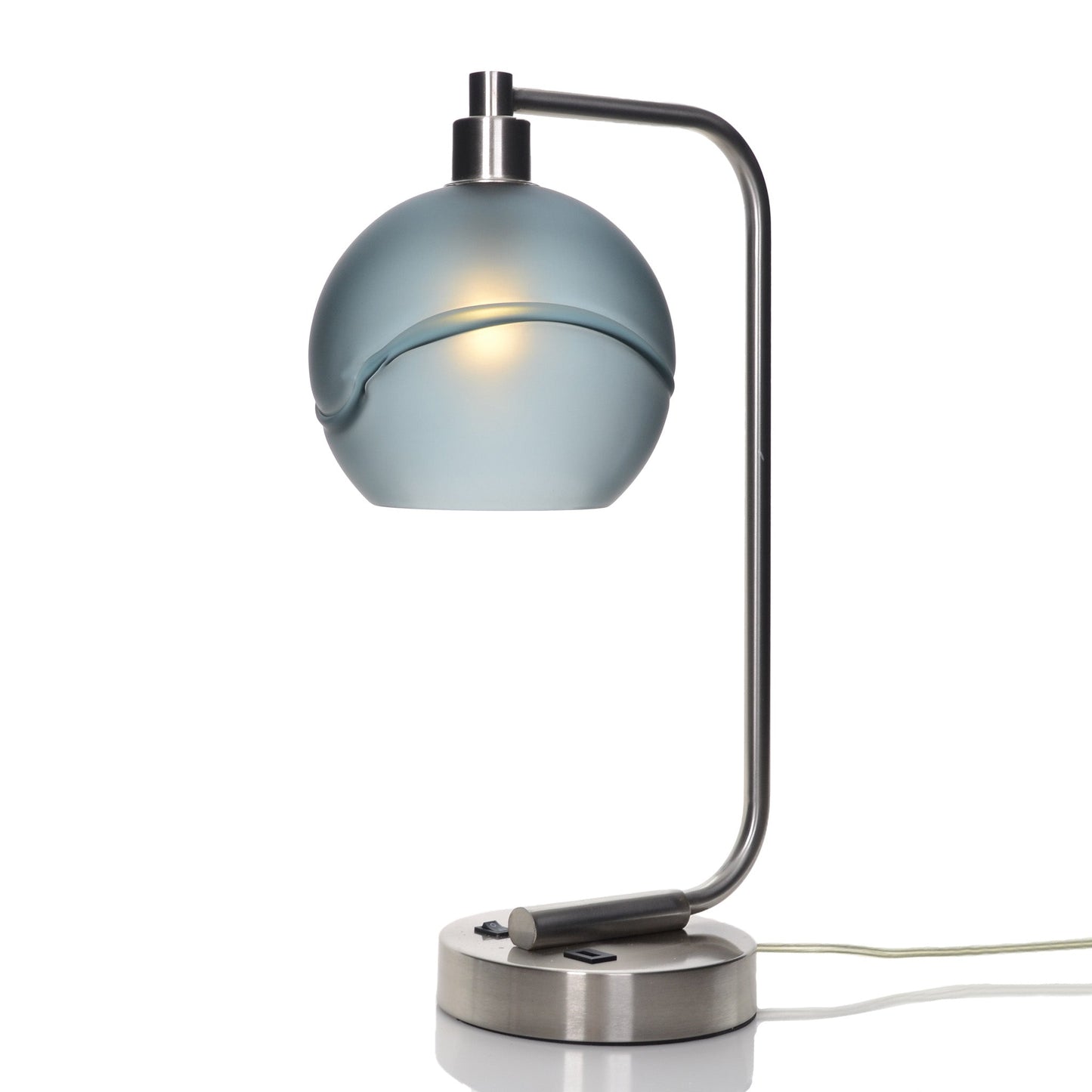 767 Glacial: Table Lamp-Glass-Bicycle Glass Co - Hotshop-Slate Gray-Brushed Nickel-4 Watt LED (+$0.00)-Bicycle Glass Co