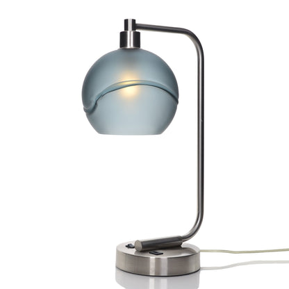 767 Glacial: Table Lamp-Glass-Bicycle Glass Co - Hotshop-Slate Gray-Brushed Nickel-4 Watt LED (+$0.00)-Bicycle Glass Co