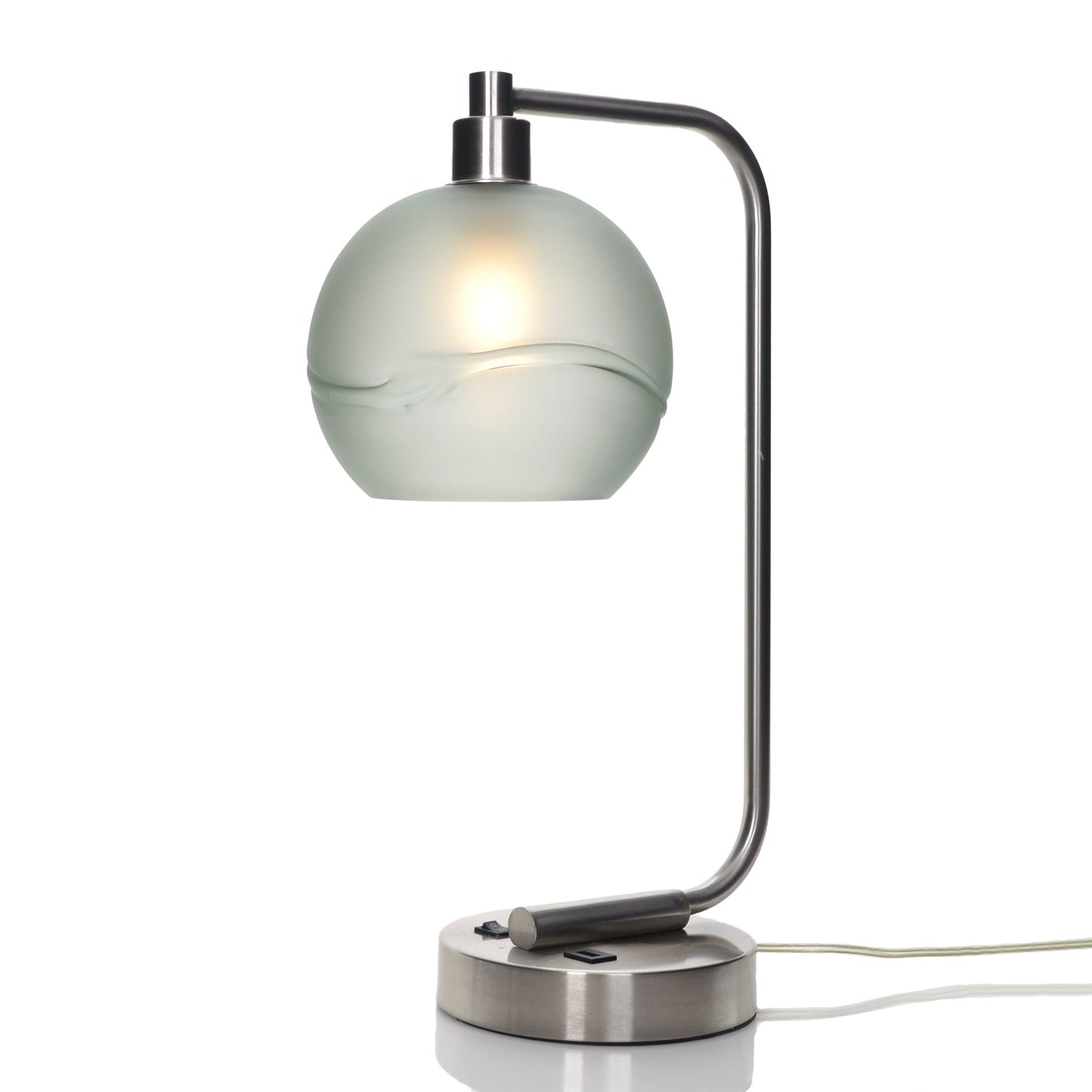 767 Glacial: Table Lamp-Glass-Bicycle Glass Co - Hotshop-Eco Clear-Brushed Nickel-4 Watt LED (+$0.00)-Bicycle Glass Co