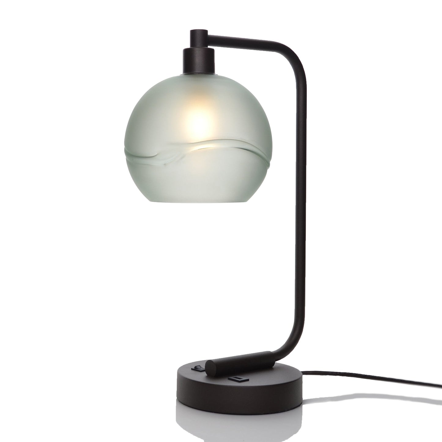 767 Glacial: Table Lamp-Glass-Bicycle Glass Co - Hotshop-Eco Clear-Antique Bronze-4 Watt LED (+$0.00)-Bicycle Glass Co