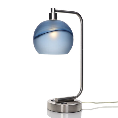 767 Glacial: Table Lamp-Glass-Bicycle Glass Co - Hotshop-Steel Blue-Brushed Nickel-4 Watt LED (+$0.00)-Bicycle Glass Co