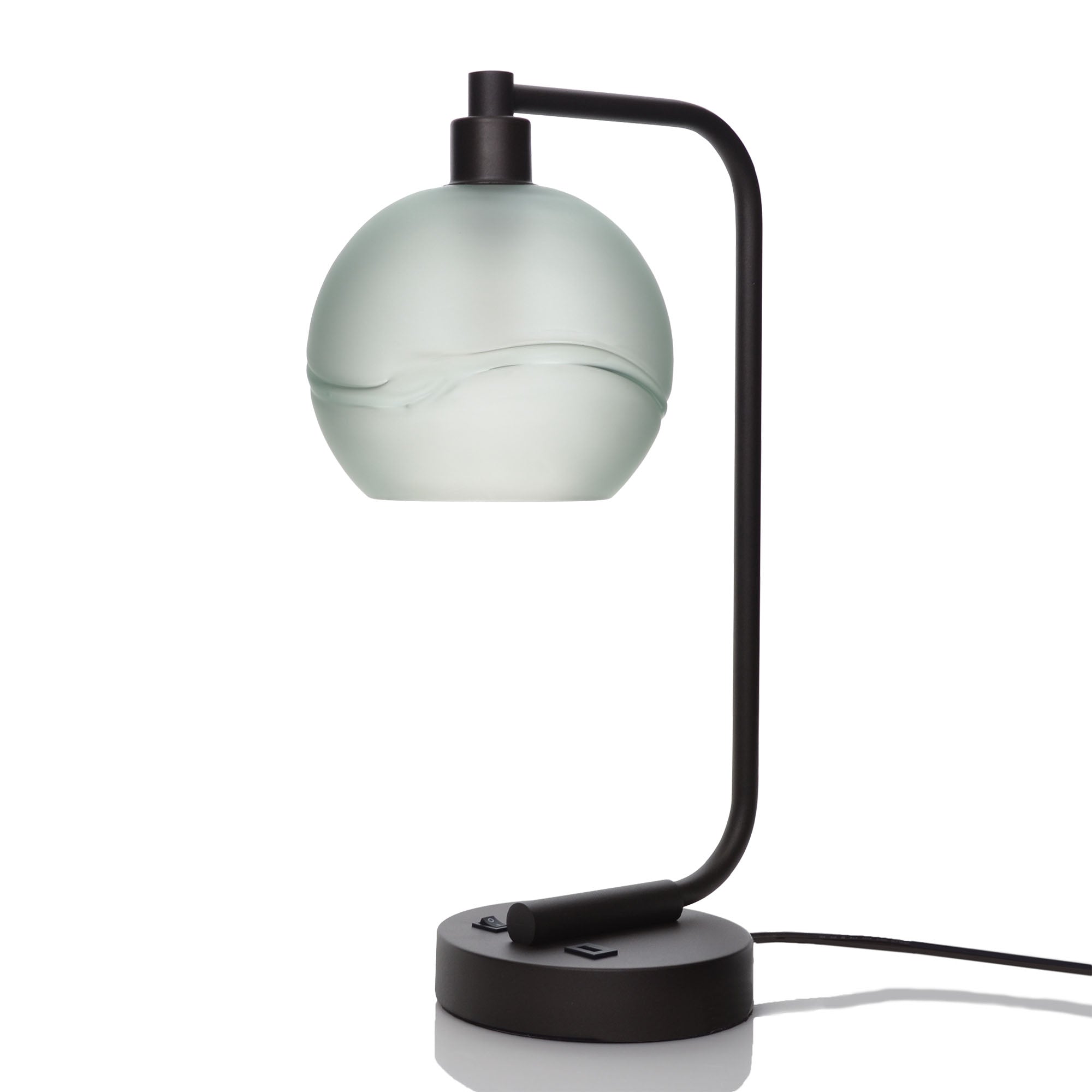 767 Glacial: Table Lamp-Glass-Bicycle Glass Co - Hotshop-Steel Blue-Brushed Nickel-Bicycle Glass Co