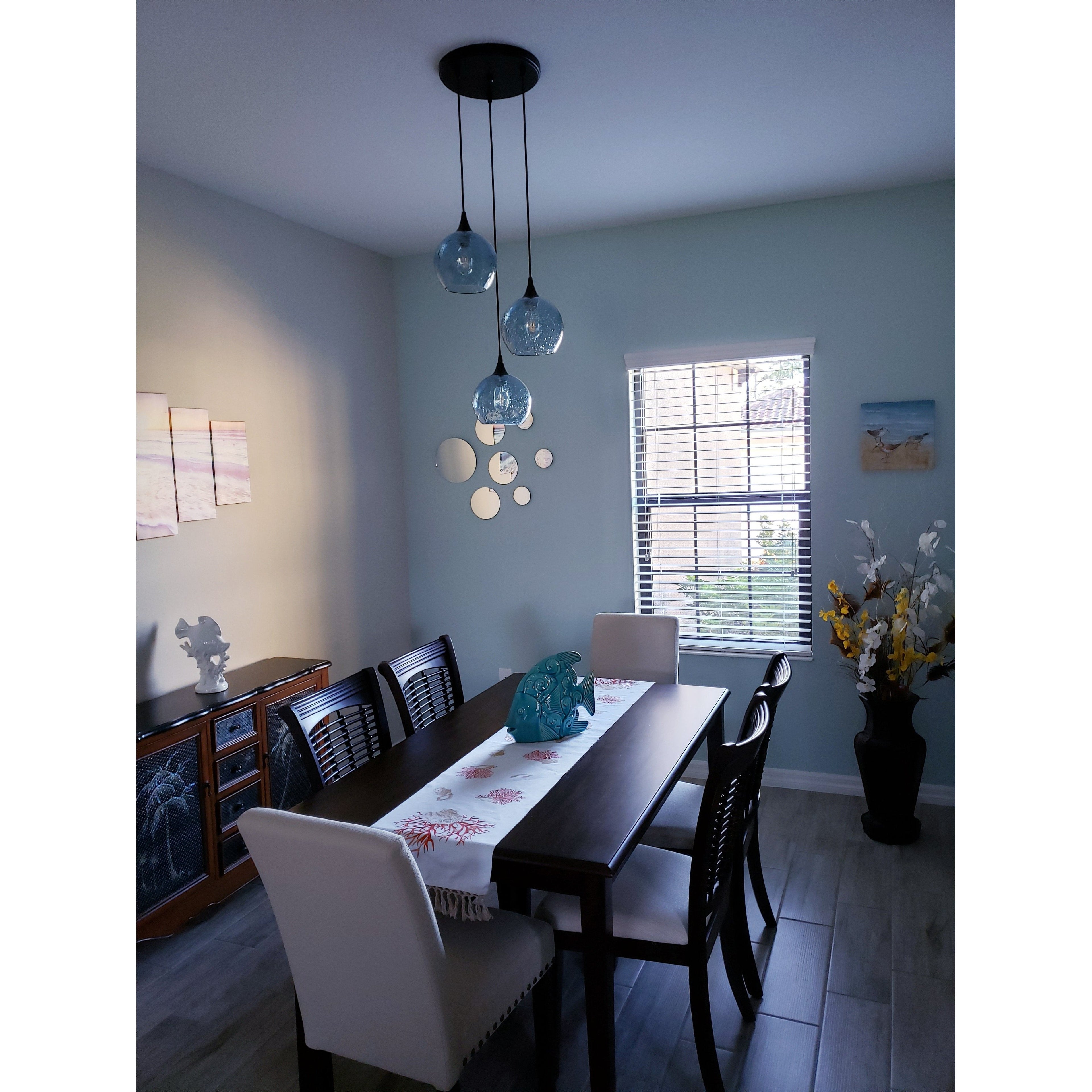 Lunar 3 Pendant Cascade Chandelier: Form No. 767-Multipendant-Bicycle Glass Co-Steel Blue-Bicycle Glass Co