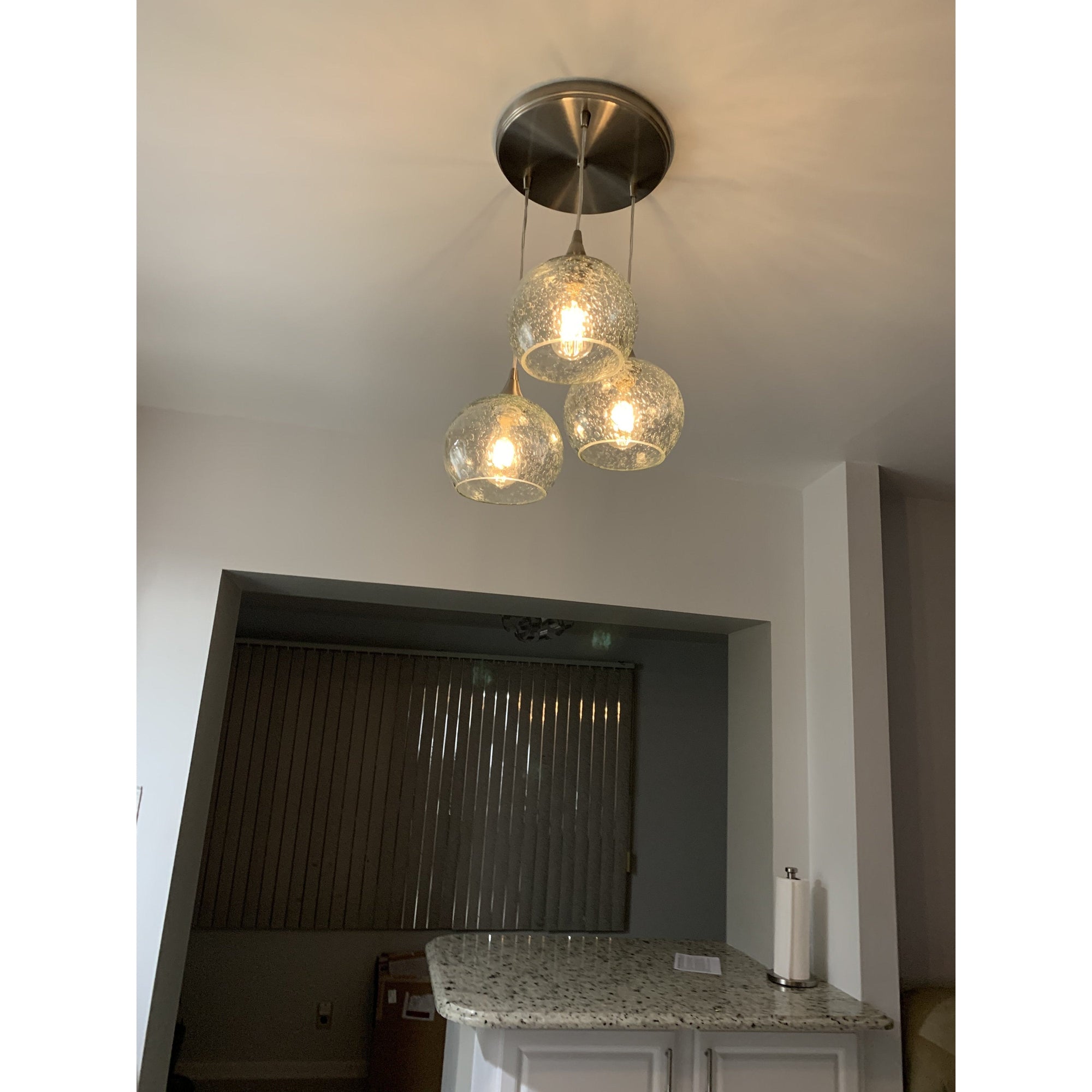 767 Lunar: 3 Pendant Cascade Chandelier-Multipendant-Bicycle Glass Co-Steel Blue-Bicycle Glass Co
