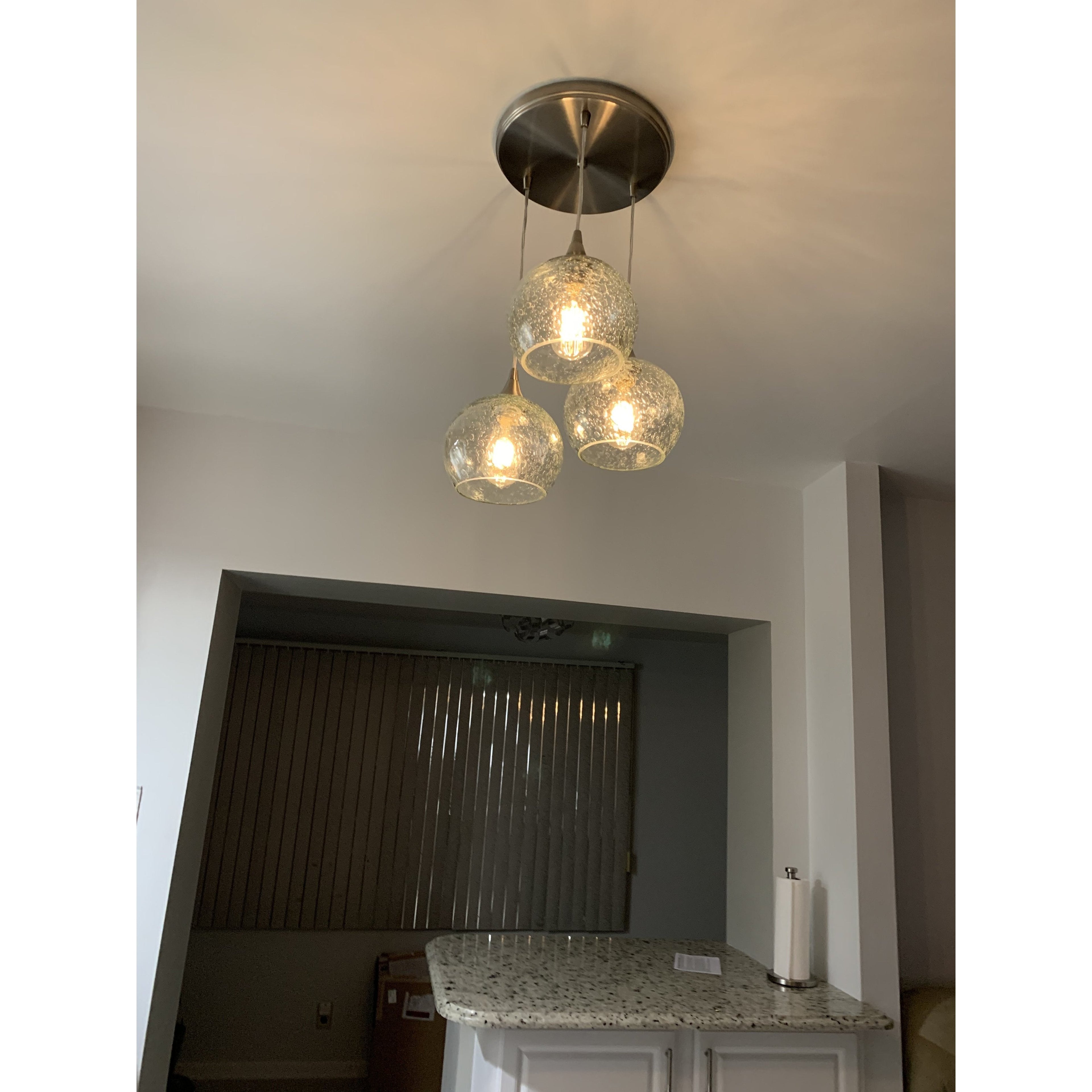 767 Lunar: 3 Pendant Cascade Chandelier-Multipendant-Bicycle Glass Co-Steel Blue-Bicycle Glass Co