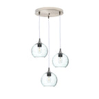 767 Lunar: 3 Pendant Cascade Chandelier-Glass-Bicycle Glass Co - Hotshop-Steel Blue-Antique Bronze-Bicycle Glass Co