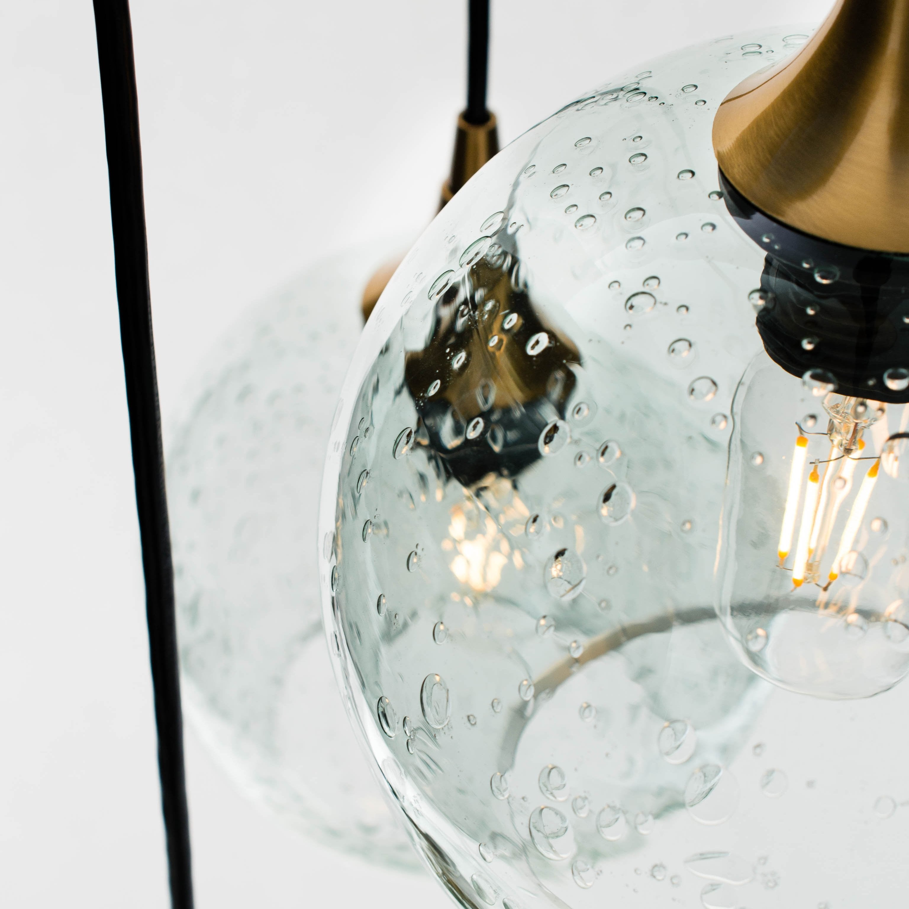 767 Lunar: 3 Pendant Cascade Chandelier-Glass-Bicycle Glass Co-Steel Blue-Bicycle Glass Co