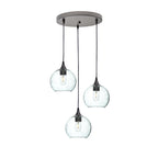 767 Lunar: 3 Pendant Cascade Chandelier-Glass-Bicycle Glass Co - Hotshop-Eco Clear-Antique Bronze-Bicycle Glass Co