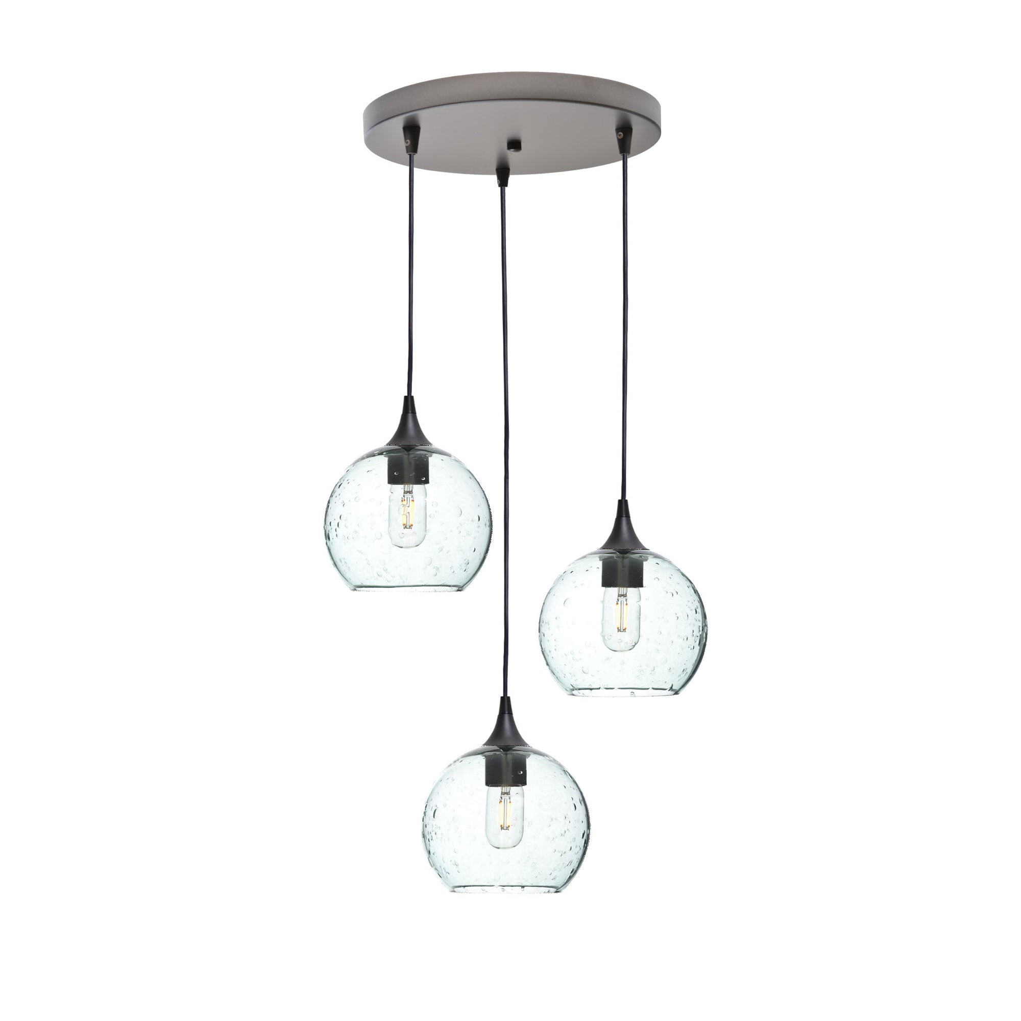 767 Lunar: 3 Pendant Cascade Chandelier-Glass-Bicycle Glass Co - Hotshop-Eco Clear-Antique Bronze-Bicycle Glass Co
