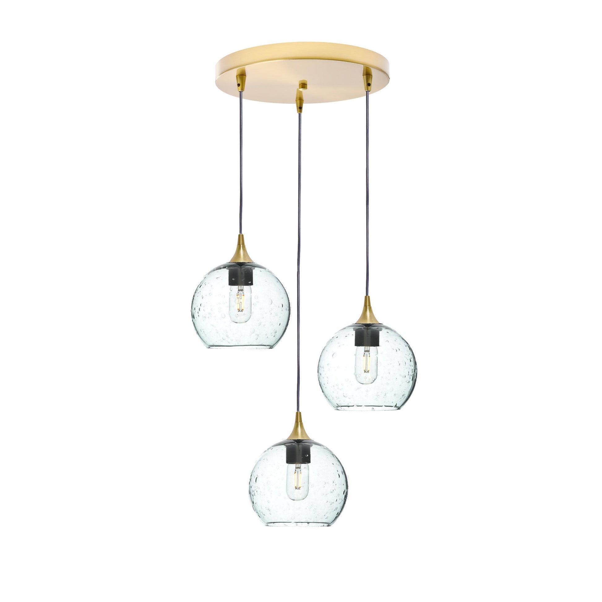 767 Lunar: 3 Pendant Cascade Chandelier-Glass-Bicycle Glass Co - Hotshop-Eco Clear-Polished Brass-Bicycle Glass Co