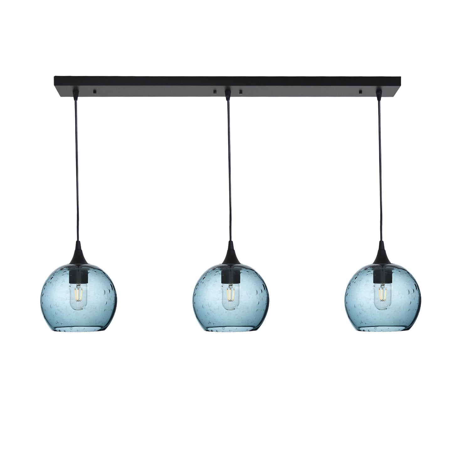 767 Lunar: 3 Pendant Linear Chandelier-Glass-Bicycle Glass Co - Hotshop-Slate Gray-Matte Black-Bicycle Glass Co