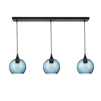 767 Lunar: 3 Pendant Linear Chandelier-Glass-Bicycle Glass Co - Hotshop-Slate Gray-Matte Black-Bicycle Glass Co