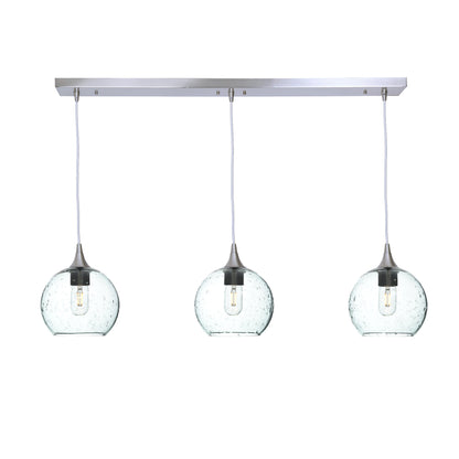 767 Lunar: 3 Pendant Linear Chandelier-Glass-Bicycle Glass Co - Hotshop-Eco Clear-Brushed Nickel-Bicycle Glass Co