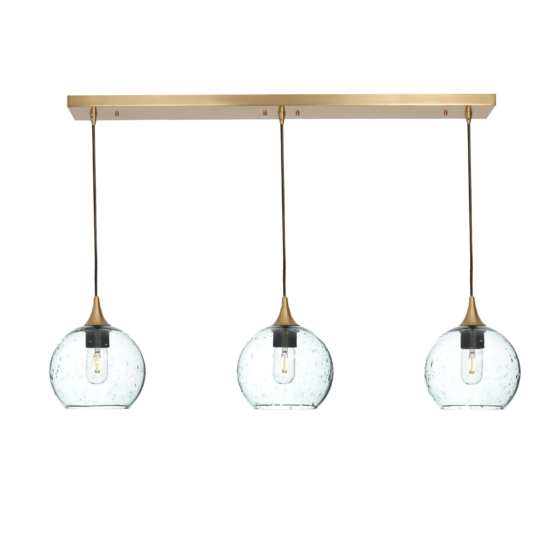 767 Lunar: 3 Pendant Linear Chandelier-Glass-Bicycle Glass Co - Hotshop-Eco Clear-Polished Brass-Bicycle Glass Co