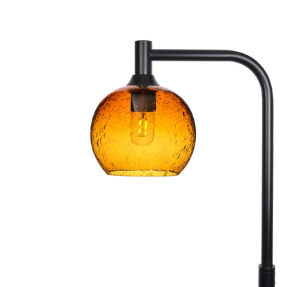 767 Lunar: Floor Lamp-Glass-Bicycle Glass Co - Hotshop-Golden Amber-Matte Black-Bicycle Glass Co