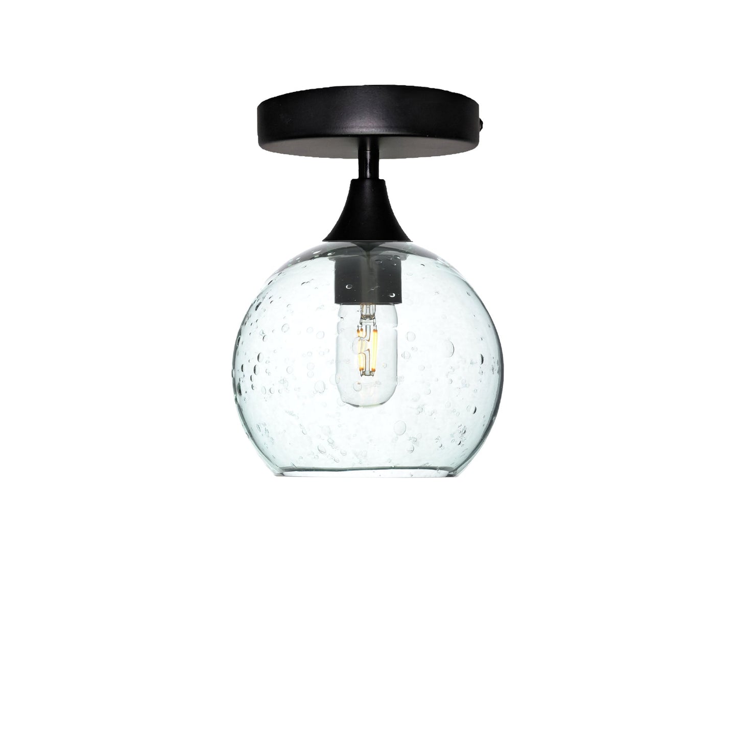 767 Lunar: Semi Flush Light-Glass-Bicycle Glass Co - Hotshop-Eco Clear-Matte Black-Bicycle Glass Co
