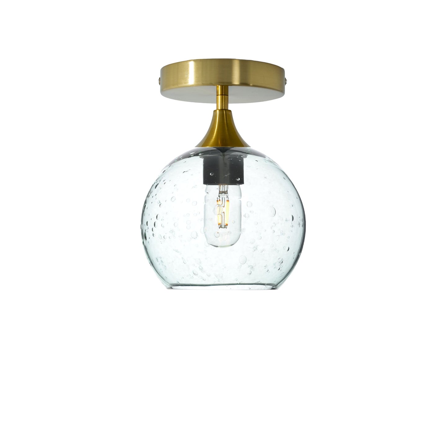 767 Lunar: Semi Flush Light-Glass-Bicycle Glass Co - Hotshop-Eco Clear-Polished Brass-Bicycle Glass Co
