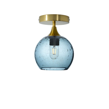 767 Lunar: Semi Flush Light-Glass-Bicycle Glass Co - Hotshop-Slate Gray-Polished Brass-Bicycle Glass Co
