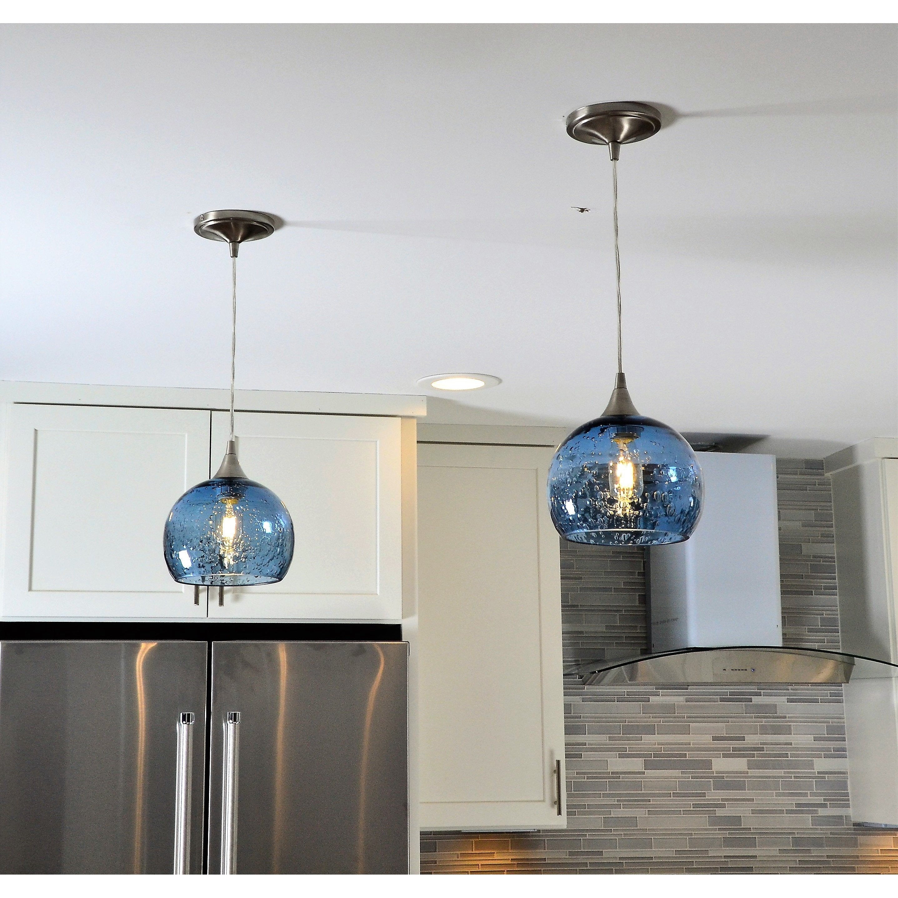 767 Lunar: Single Pendant Light-Pendant Lights-Bicycle Glass Co-Steel Blue-Bicycle Glass Co