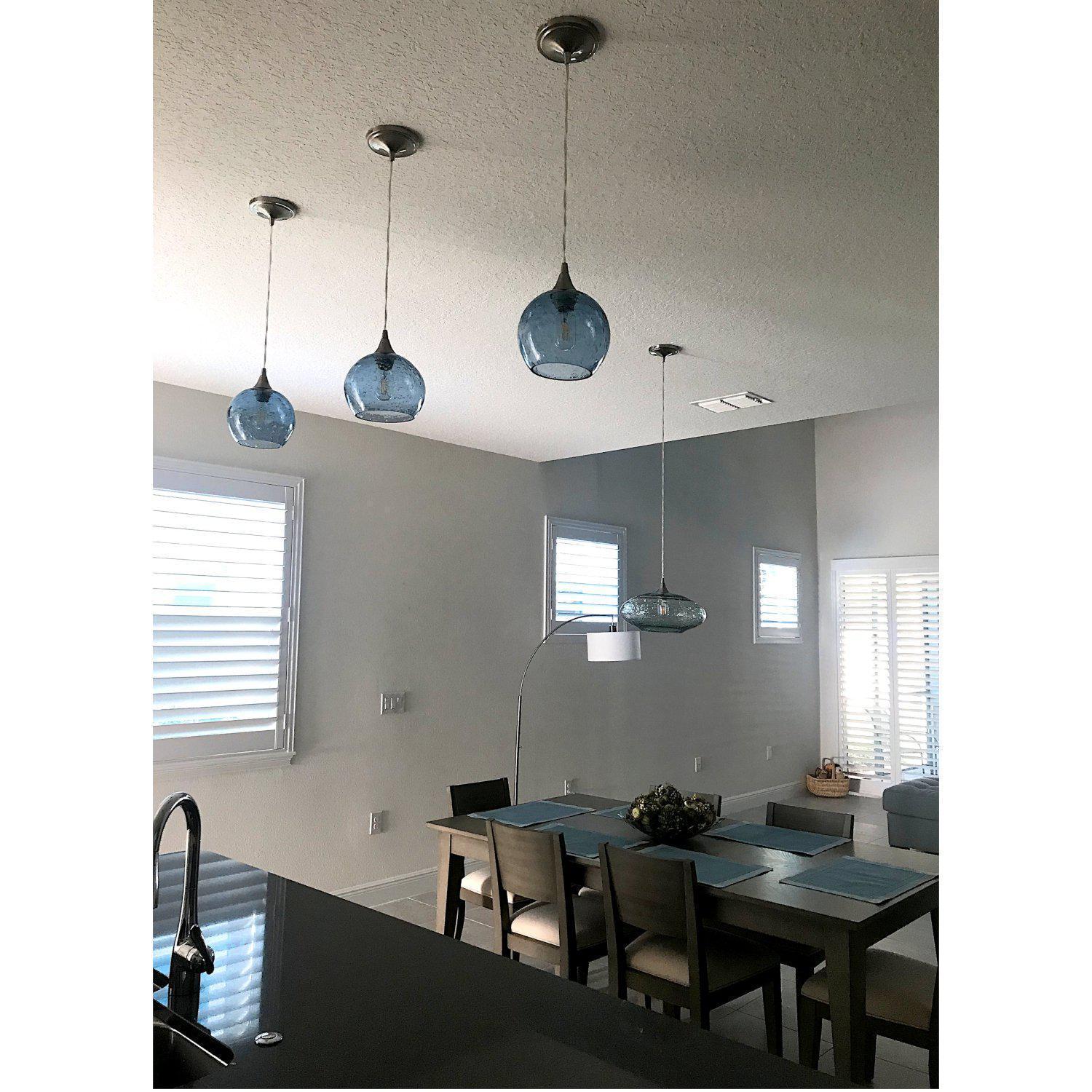1-767-LUN-STB-STD-1SGL-BLK-Lunar Single Pendant Light: Form No. 767-Pendant Lights-Bicycle Glass Co-Steel Blue-Black-Bicycle Glass Co