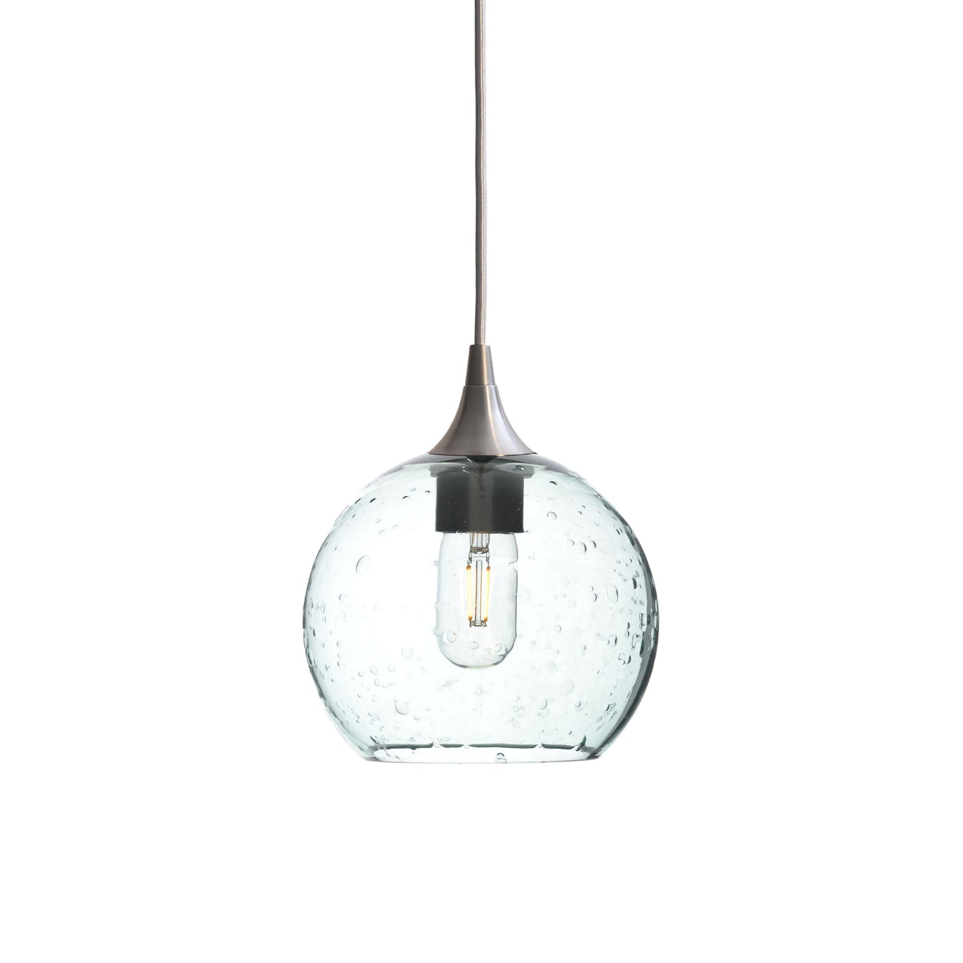767 Lunar: Single Pendant Light-Pendant Lighting-Bicycle Glass Co - Hotshop-Eco Clear-Brushed NIckel-Bicycle Glass Co