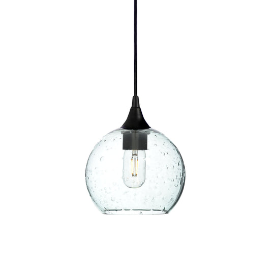 767 Lunar: Single Pendant Light-Pendant Lighting-Bicycle Glass Co - Hotshop-Eco Clear-Matte Black-Bicycle Glass Co