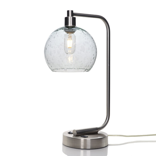 767 Lunar: Table Lamp-Glass-Bicycle Glass Co - Hotshop-Eco Clear-Brushed Nickel-4 Watt LED (+$0.00)-Bicycle Glass Co