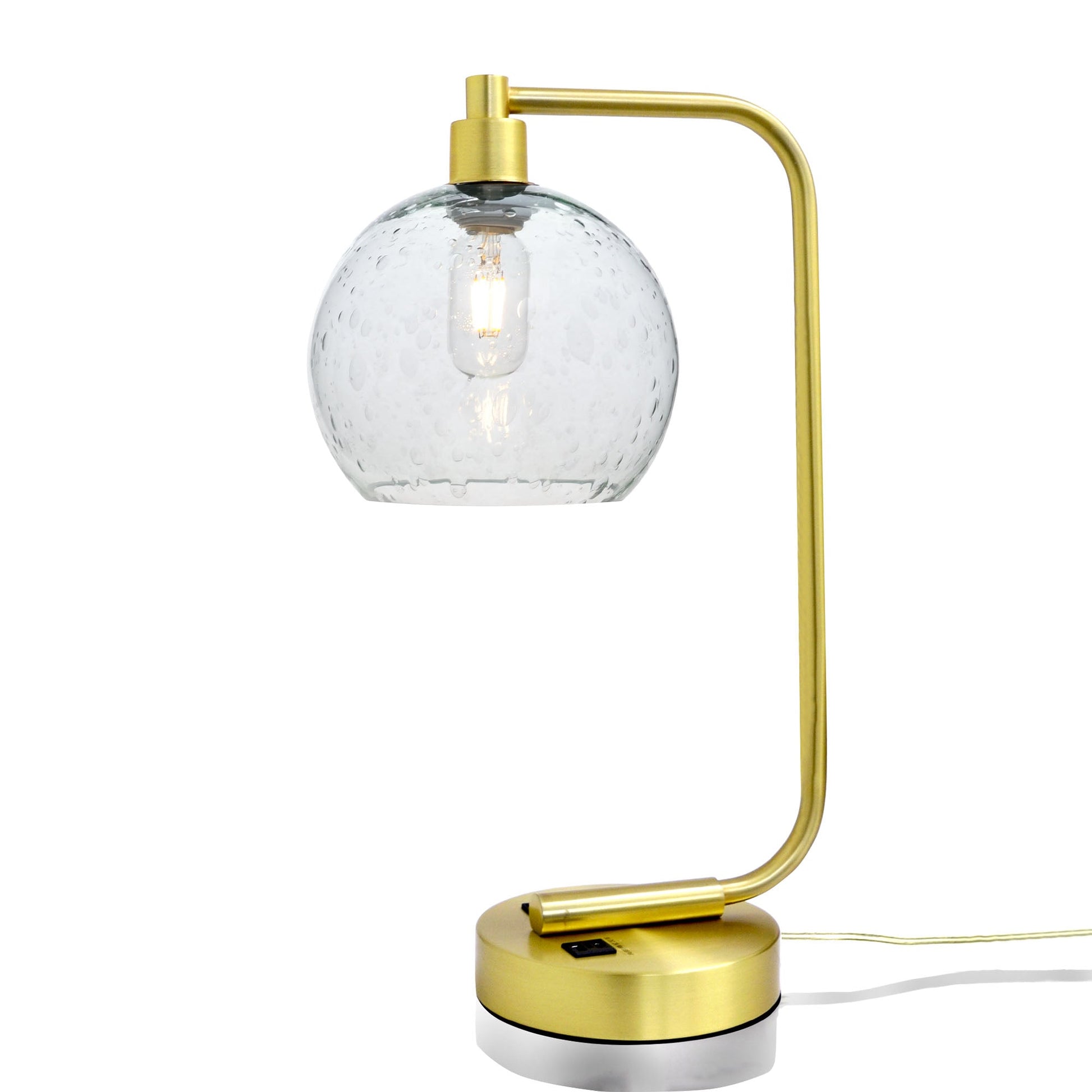 767 Lunar: Table Lamp-Glass-Bicycle Glass Co - Hotshop-Eco Clear-Satin Brass-Bicycle Glass Co
