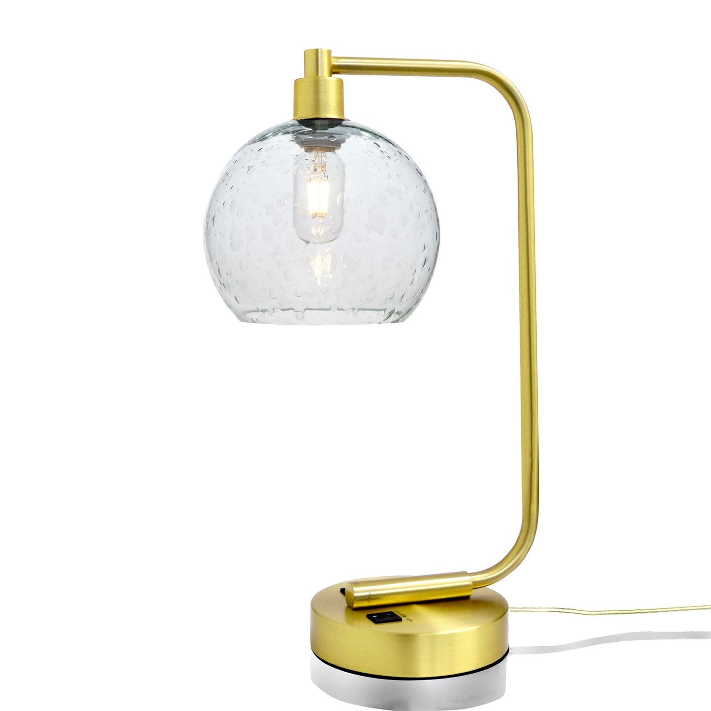 767 Lunar: Table Lamp-Glass-Bicycle Glass Co - Hotshop-Eco Clear-Satin Brass-Bicycle Glass Co