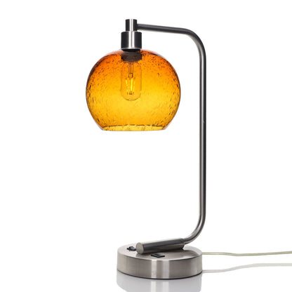 767 Lunar: Table Lamp-Glass-Bicycle Glass Co - Hotshop-Golden Amber-Brushed Nickel-Bicycle Glass Co