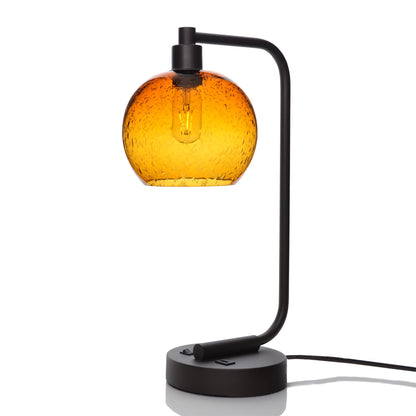 767 Lunar: Table Lamp-Glass-Bicycle Glass Co - Hotshop-Golden Amber-Matte Black-Bicycle Glass Co