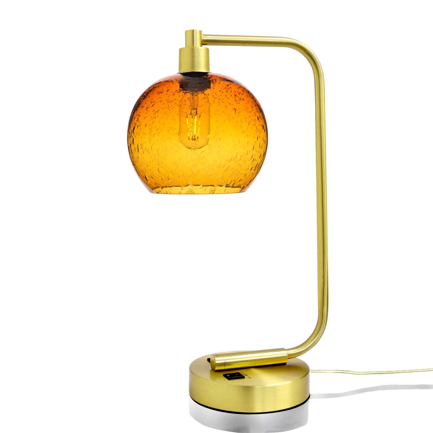 767 Lunar: Table Lamp-Glass-Bicycle Glass Co - Hotshop-Golden Amber-Satin Brass-Bicycle Glass Co