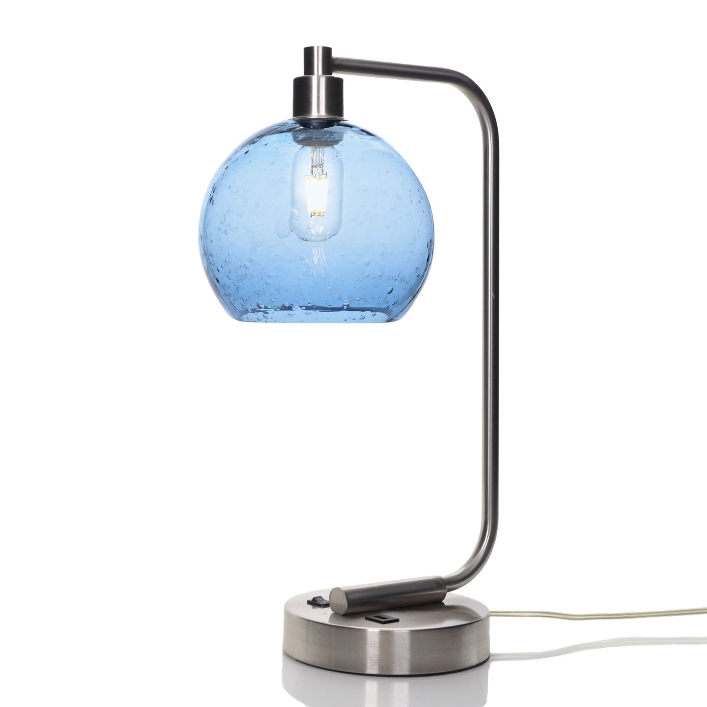 767 Lunar: Table Lamp-Glass-Bicycle Glass Co - Hotshop-Steel Blue-Brushed Nickel-Bicycle Glass Co