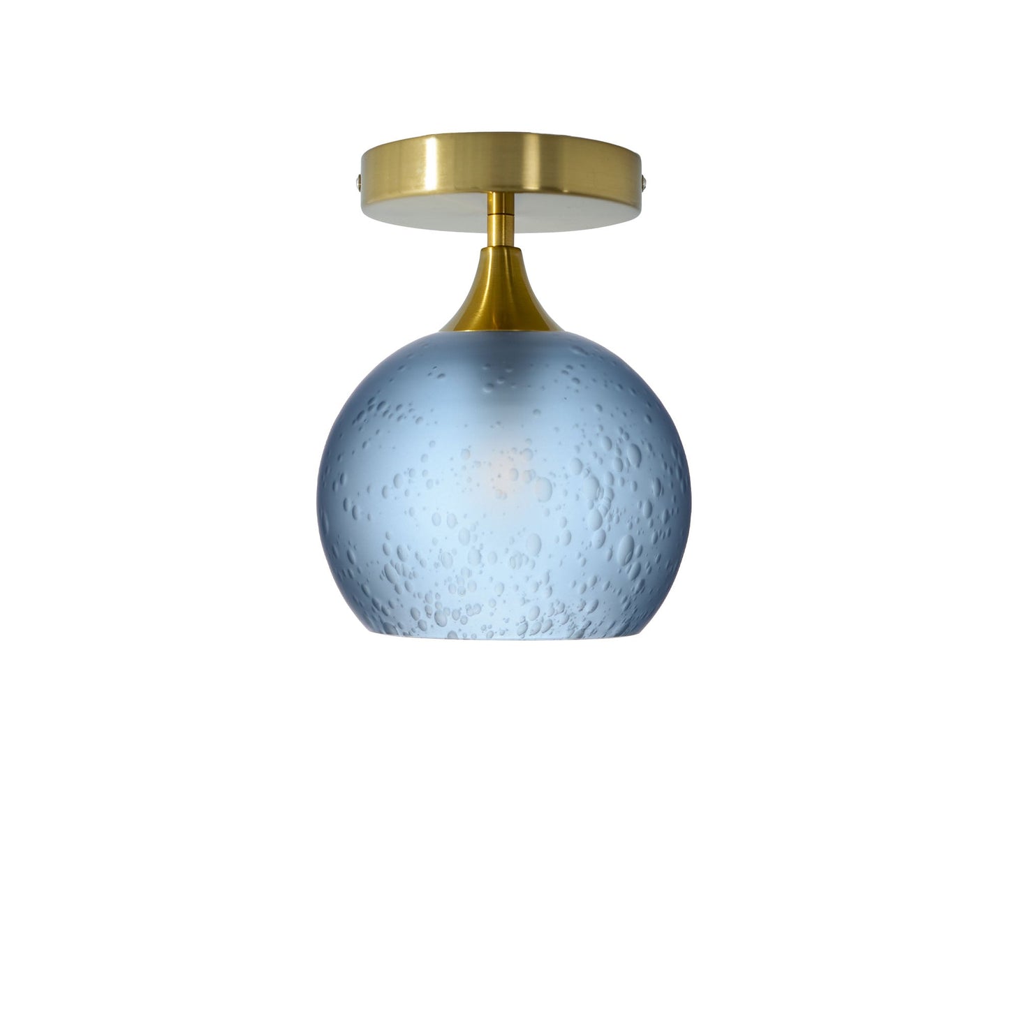 767 Semi-Flush-Bicycle Glass Co - Hotshop-Celestial-Steel Blue-Polished Brass-Bicycle Glass Co