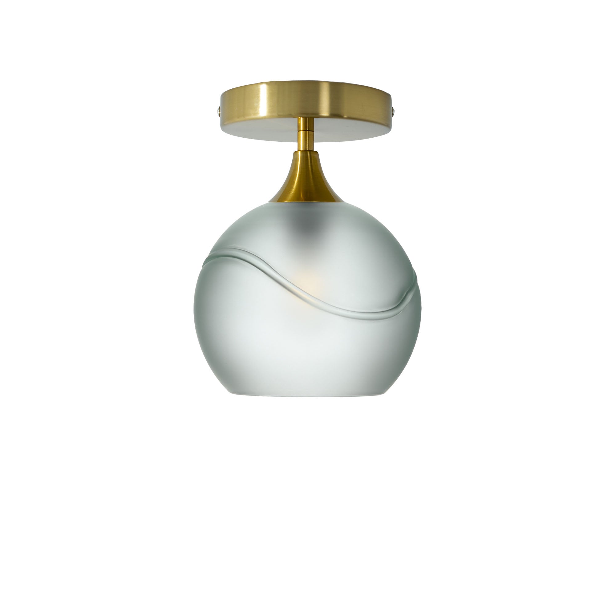 767 Semi-Flush-Bicycle Glass Co - Hotshop-Glacial-Eco Clear-Polished Brass-Bicycle Glass Co