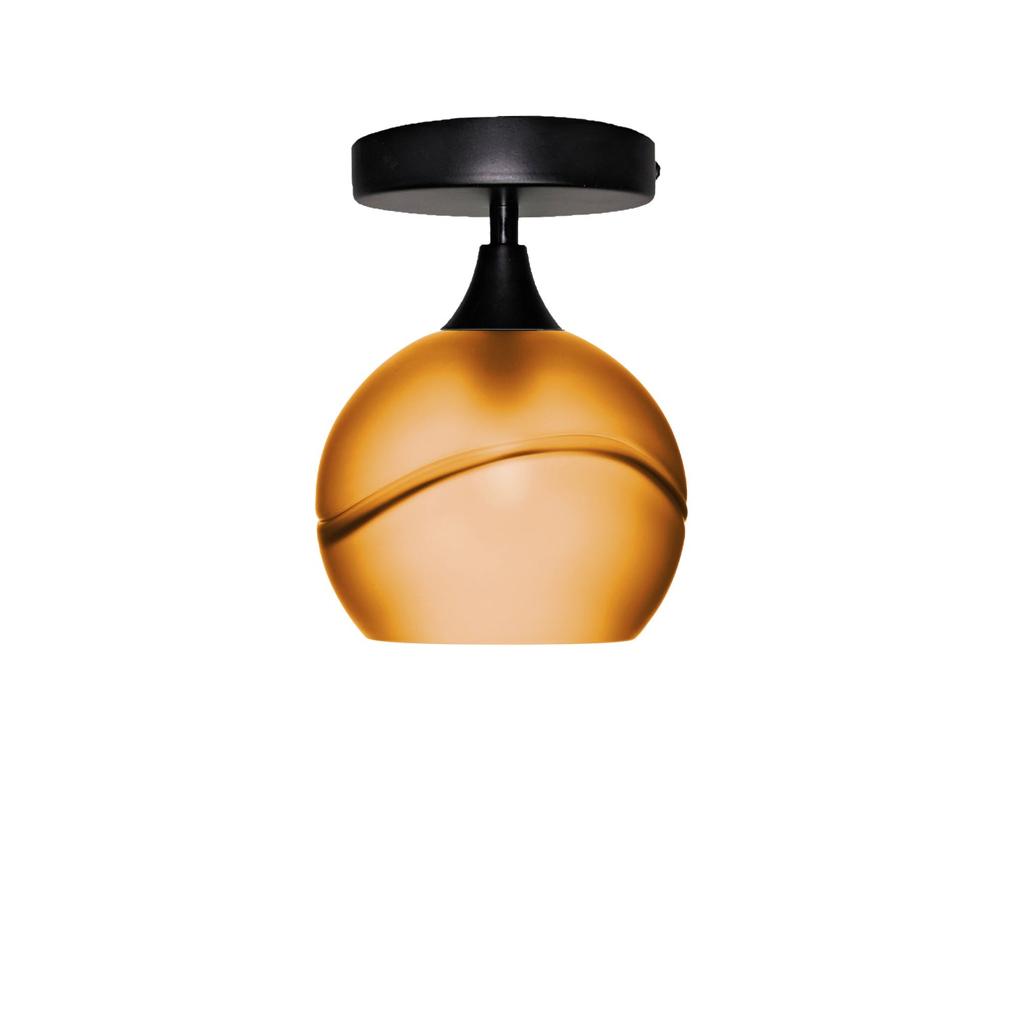 767 Semi-Flush Light-Bicycle Glass Co - Hotshop-Glacial-Golden Amber-Matte Black-Bicycle Glass Co