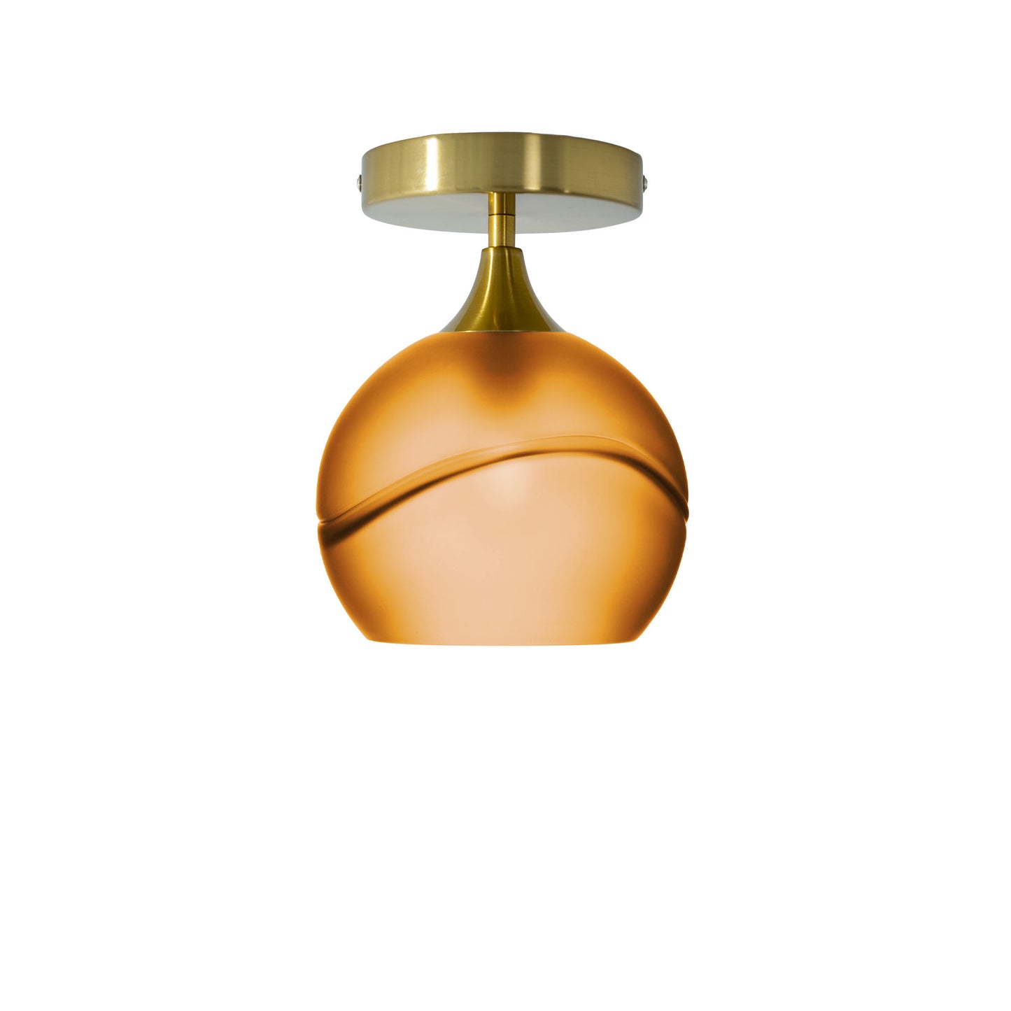 767 Semi-Flush Light-Bicycle Glass Co - Hotshop-Glacial-Golden Amber-Polished Brass-Bicycle Glass Co