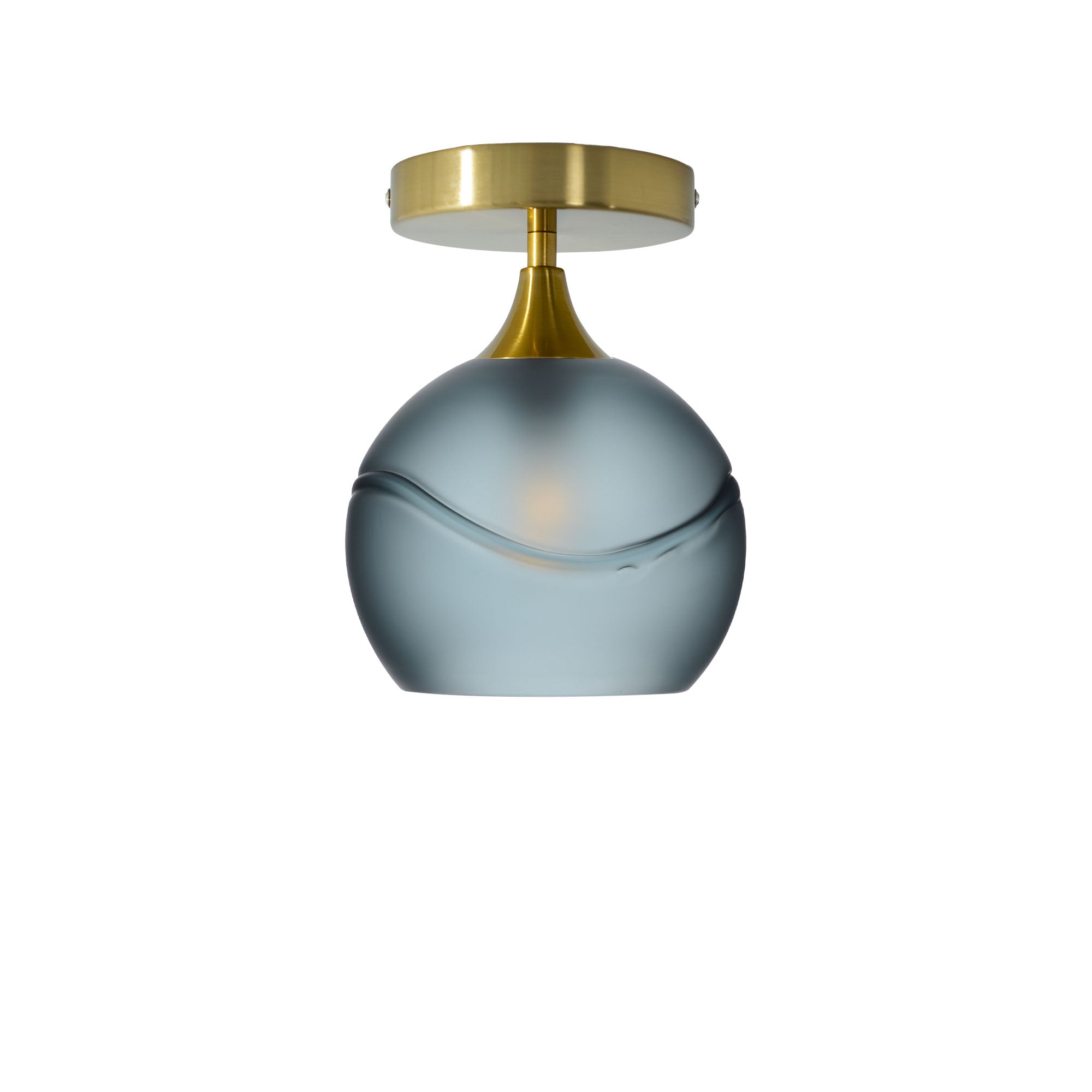 767 Semi-Flush-Bicycle Glass Co - Hotshop-Glacial-Slate Gray-Polished Brass-Bicycle Glass Co