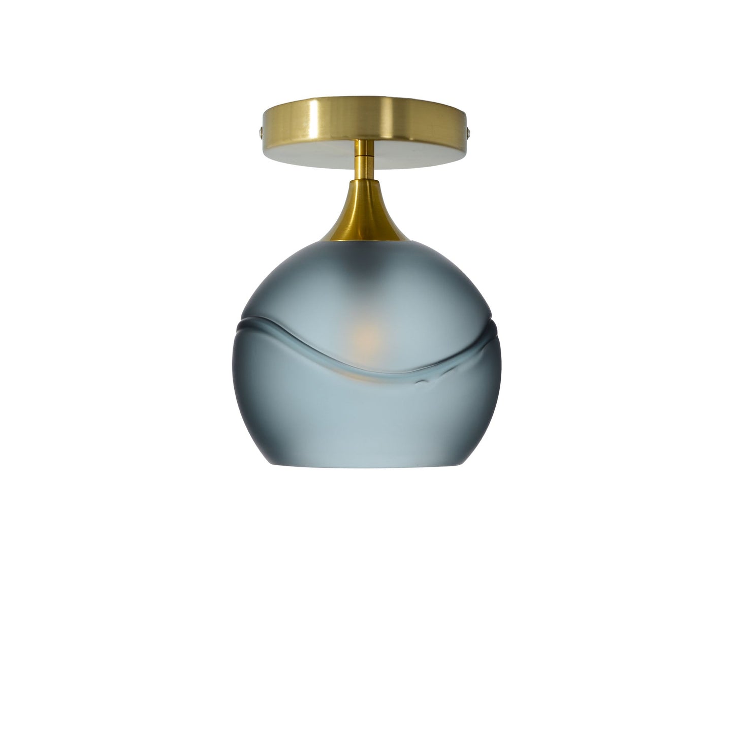 767 Semi-Flush-Bicycle Glass Co - Hotshop-Glacial-Slate Gray-Polished Brass-Bicycle Glass Co