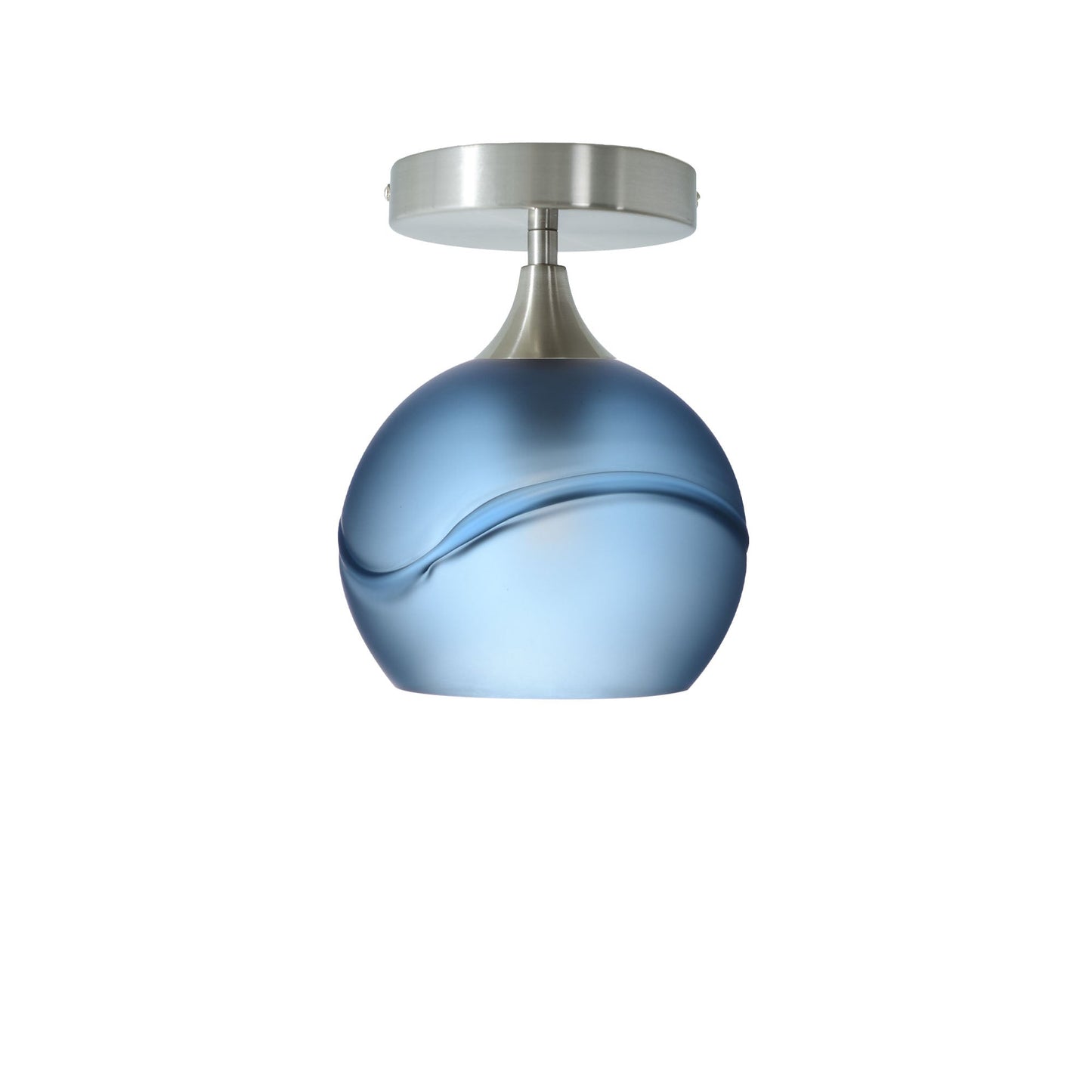 767 Semi-Flush-Bicycle Glass Co - Hotshop-Glacial-Steel Blue-Brushed Nickel-Bicycle Glass Co