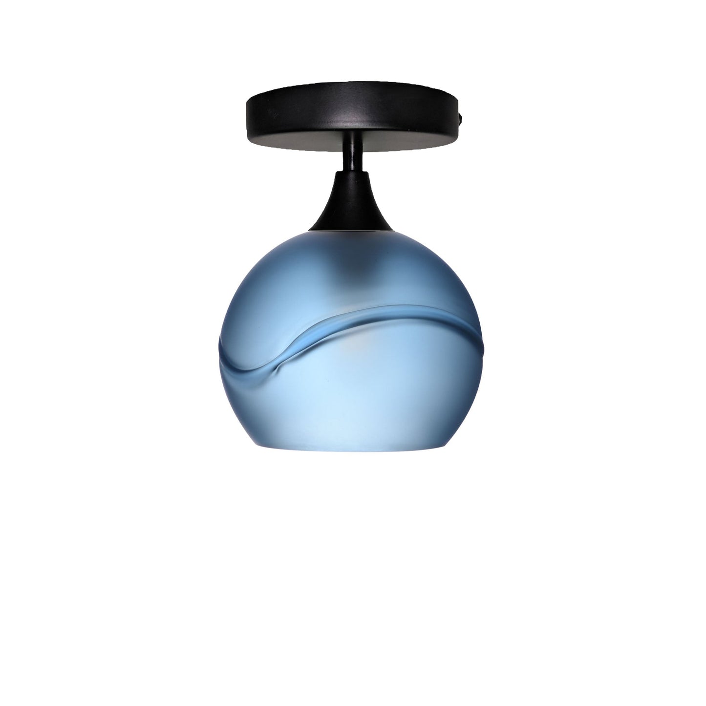 767 Semi-Flush-Bicycle Glass Co - Hotshop-Glacial-Steel Blue-Matte Black-Bicycle Glass Co