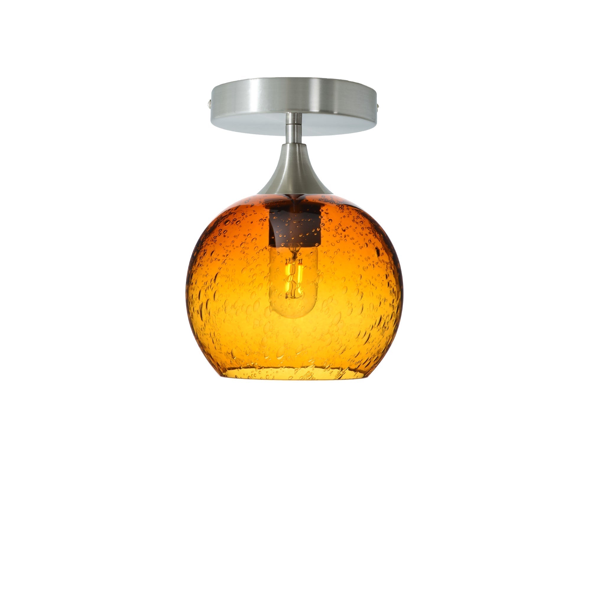 767 Semi-Flush-Bicycle Glass Co - Hotshop-Lunar-Golden Amber-Brushed Nickel-Bicycle Glass Co