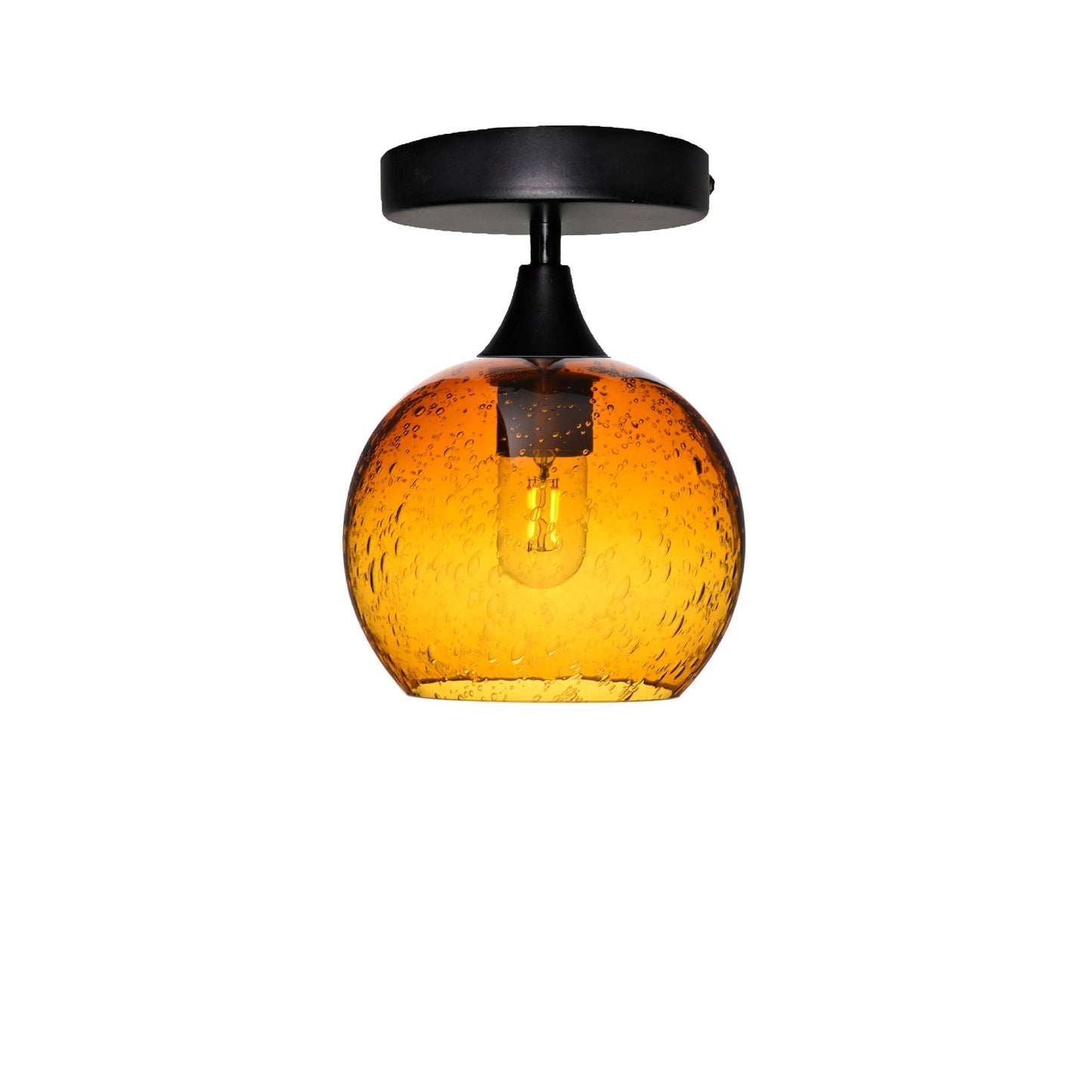 767 Semi-Flush-Bicycle Glass Co - Hotshop-Lunar-Golden Amber-Matte Black-Bicycle Glass Co