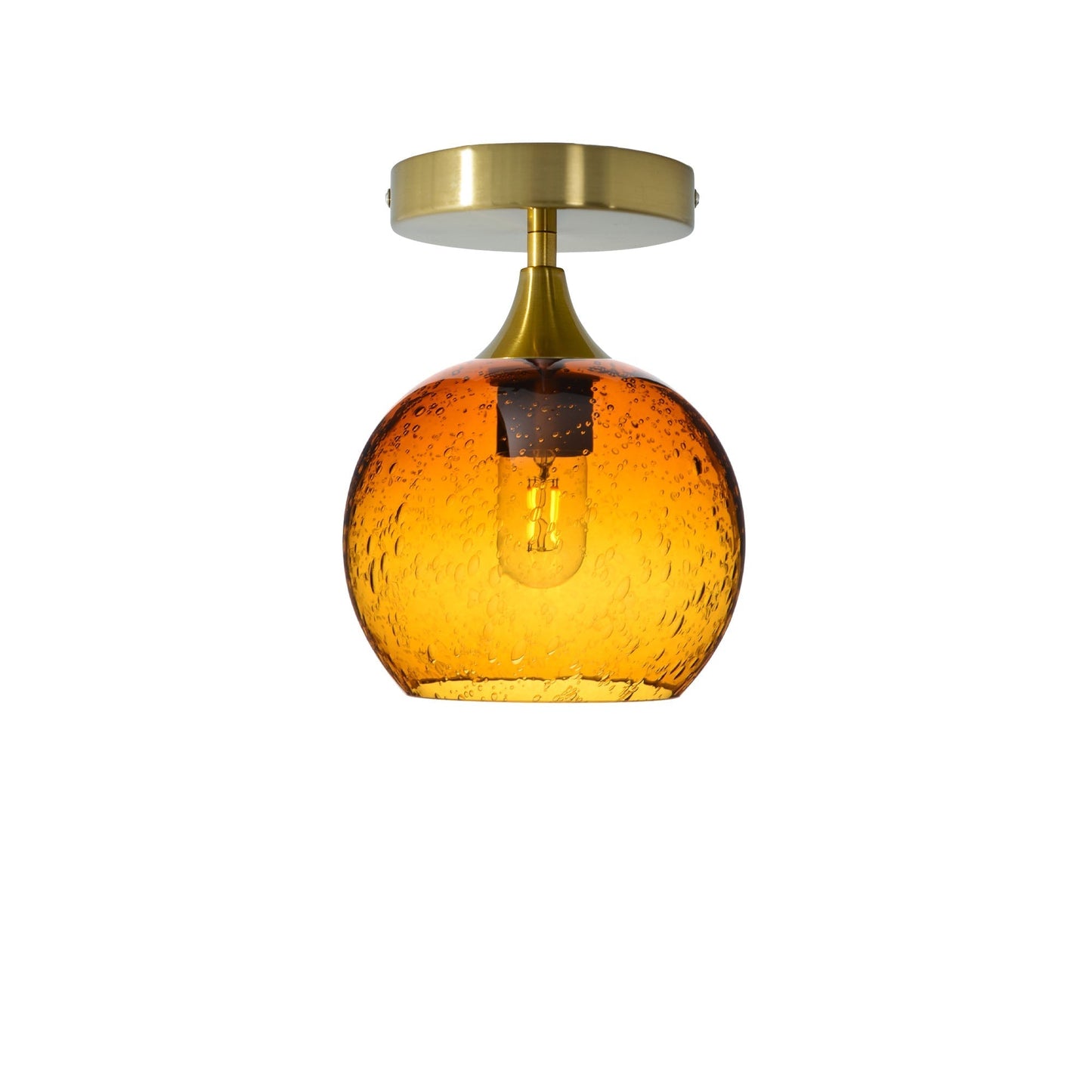 767 Semi-Flush-Bicycle Glass Co - Hotshop-Lunar-Golden Amber-Polished Brass-Bicycle Glass Co