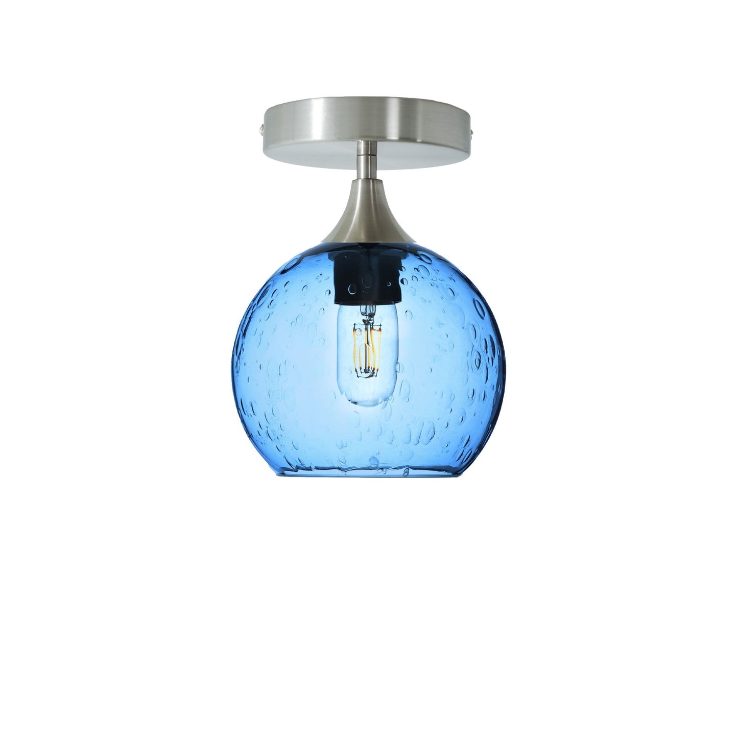 767 Semi-Flush-Bicycle Glass Co - Hotshop-Lunar-Steel Blue-Brushed Nickel-Bicycle Glass Co