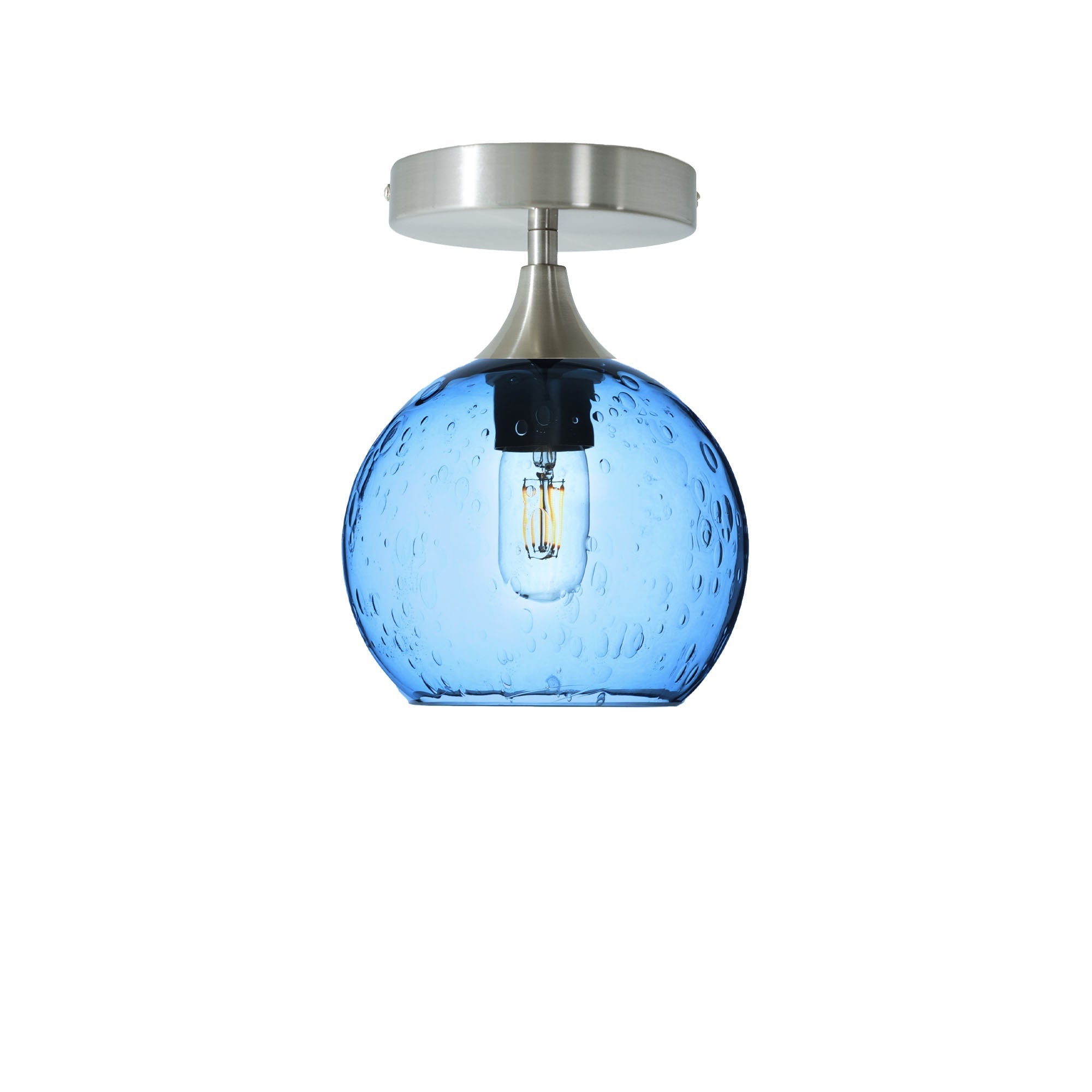 767 Semi-Flush-Bicycle Glass Co - Hotshop-Lunar-Steel Blue-Brushed Nickel-Bicycle Glass Co