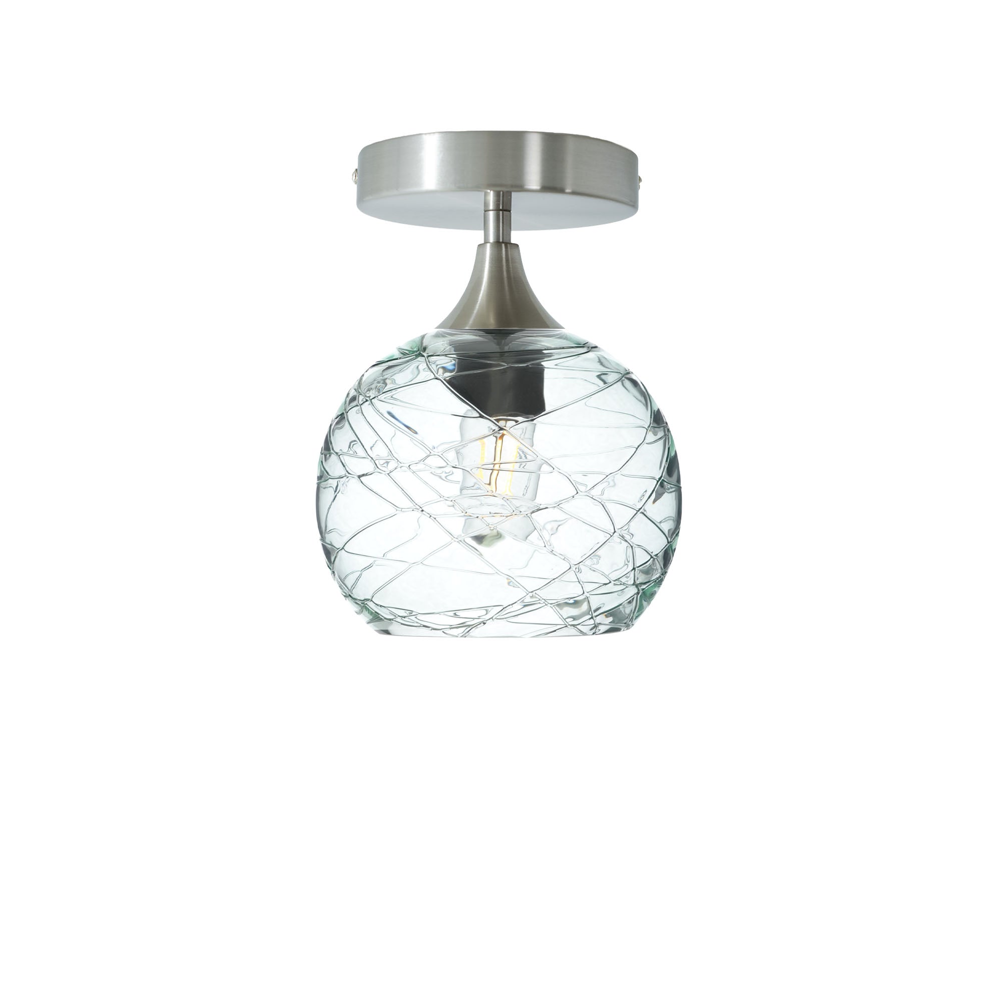 767 Semi-Flush-Bicycle Glass Co - Hotshop-Spun-Eco Clear-Brushed Nickel-Bicycle Glass Co