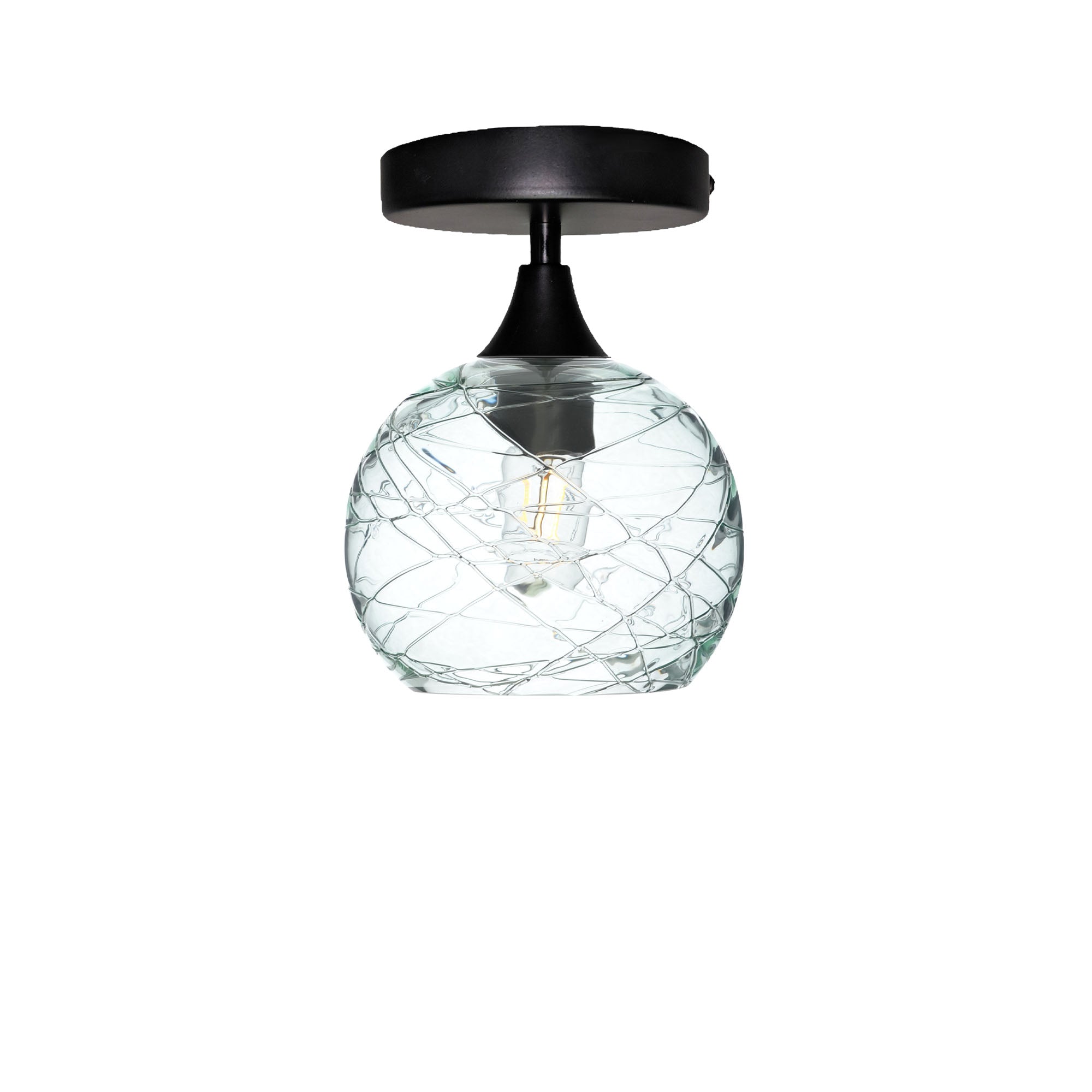 767 Semi-Flush-Bicycle Glass Co - Hotshop-Spun-Eco Clear-Matte Black-Bicycle Glass Co