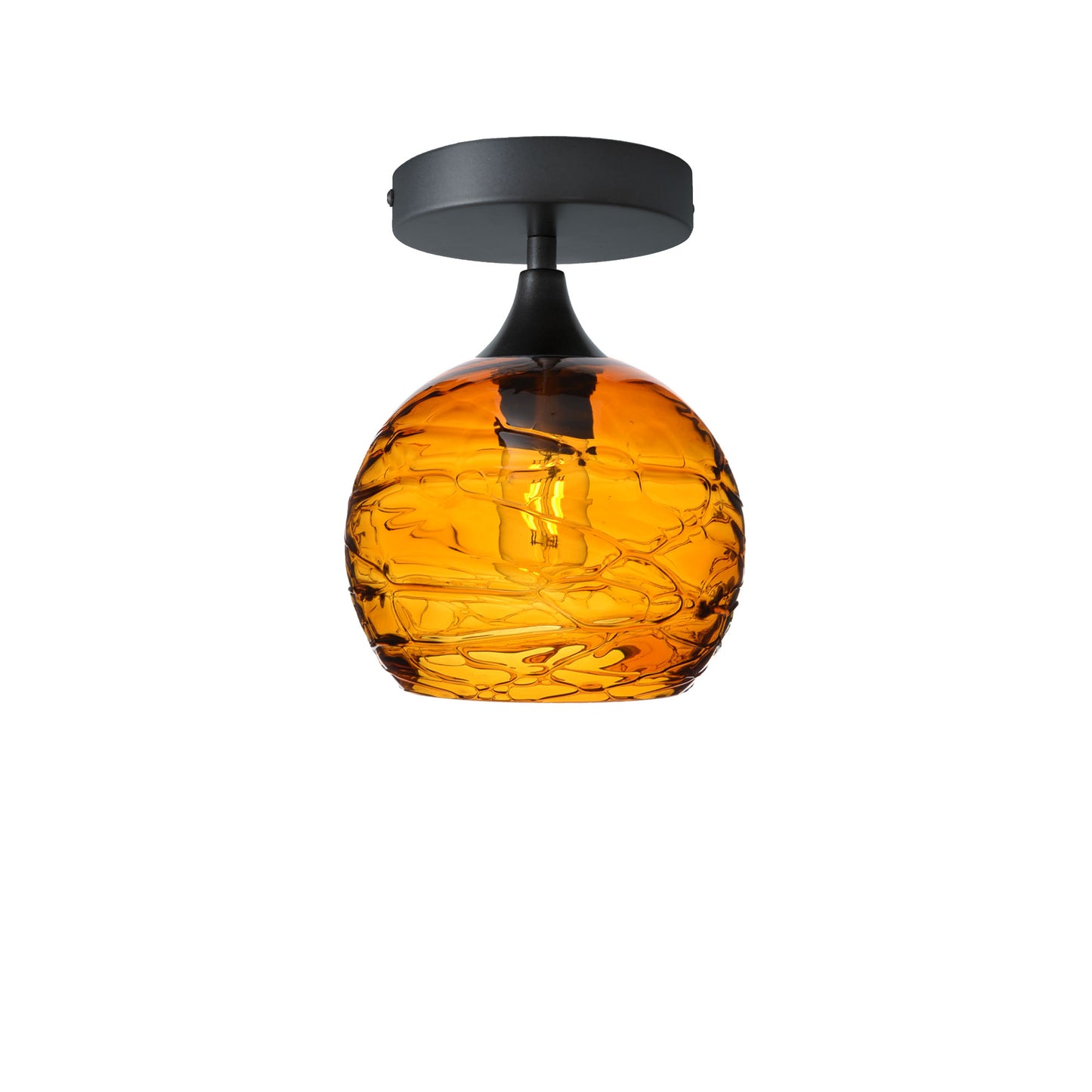 767 Semi-Flush Light-Bicycle Glass Co - Hotshop-Spun-Golden Amber-Antique Bronze-Bicycle Glass Co