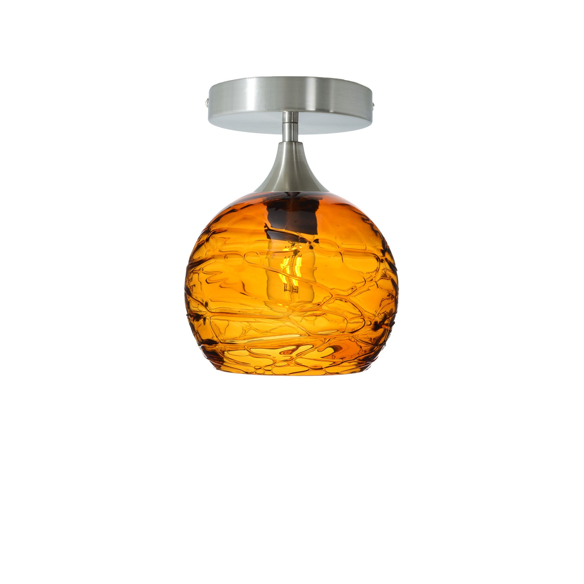 767 Semi-Flush Light-Bicycle Glass Co - Hotshop-Spun-Golden Amber-Brushed Nickel-Bicycle Glass Co